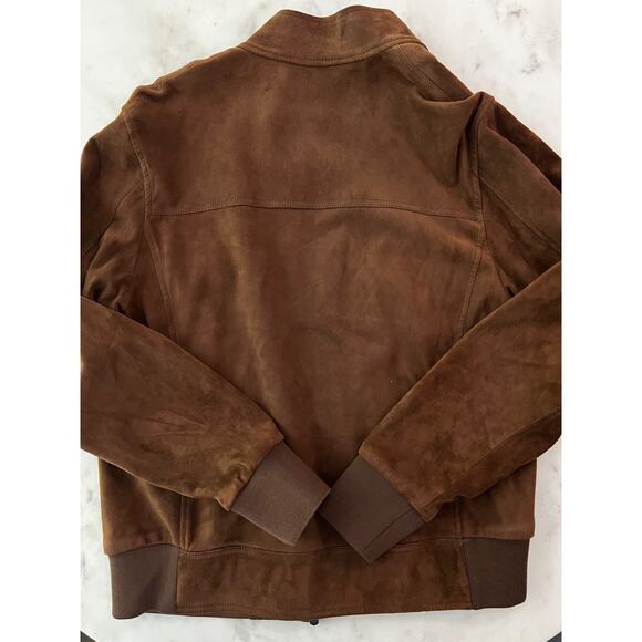 $3660 Moncler Courry Suede 2-Pocket Biker Jacket Brown Men Size 2 - NEW - Picture 12 of 16